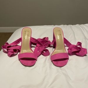 Lulus Alta Orchid Suede Lace-Up Heels Size 6.5